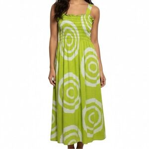 ACE Fashion XXL Lime Green White Dress Funky Spiral Print Summer FLAW SEE PHOTOS